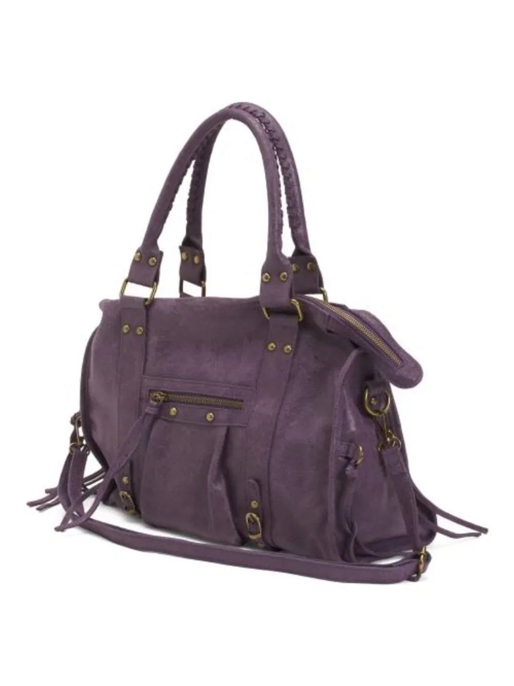 GAVE LUX Made In Italy Leather Large Satchel Brush Front Zip